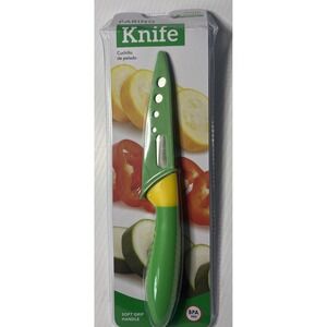 Everyday Culinary Fresh Paring Knife w Soft Grip Handle Green Cutting Tool